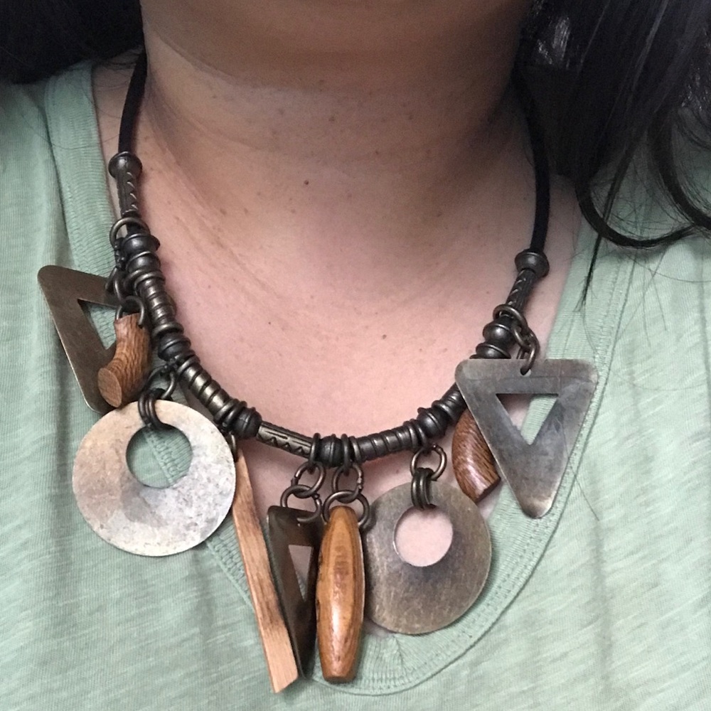 Beautiful Boho, artsy abstract mixed media necklace. - Picture 8 of 8